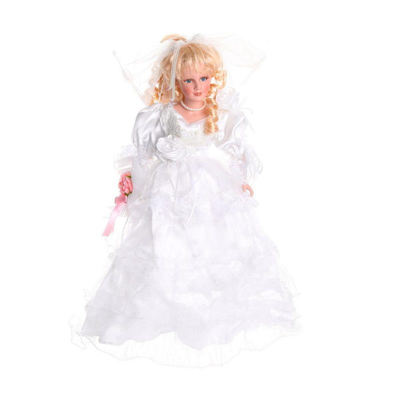 Кукла керамич. 45см в свадеб. платье Wedding Doll - фото