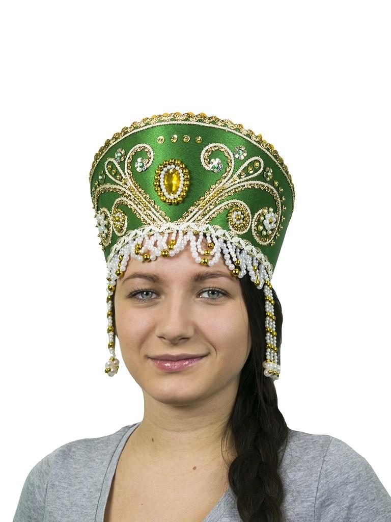 Зеленый кокошник Княжна - фото