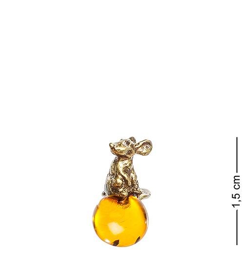 AM-1061 Фигурка-кошельковая Мышь (латунь, янтарь) - фото