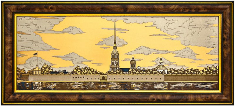 Гравюра на стали Санкт-Петербург. Петропавловская крепость в раме - фото