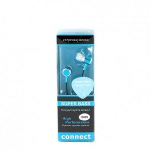 Наушники Connect 10081 для MP3/iPod джек 3,5, металлическая голубая - фото