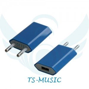 Сетевая зарядка USB 1000mAh синяя - фото
