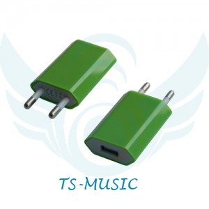Сетевая зарядка USB 1000mAh зеленая - фото