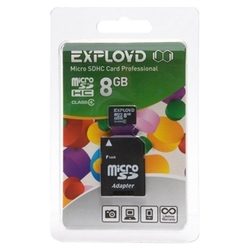 Карта памяти MicroSD 8Gb Exployd + SD Adapter - фото