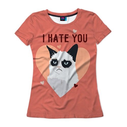 Женская футболка 3D I hate you - фото