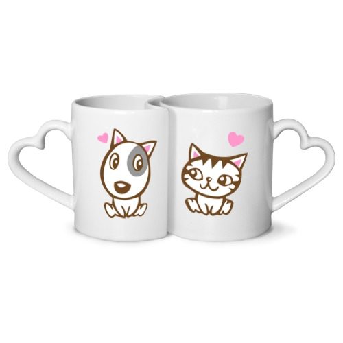 Кружки парные Kitty dog in love - фото