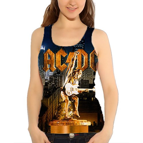 Женская майка 3D - AC/DC бронзовый - фото