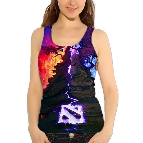 Женская майка 3D - Dota скала и молния - фото