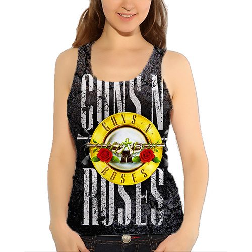 Женская майка 3D - Guns n Roses эмблема желтая - фото