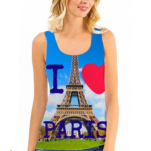 Женская майка 3D - I Love Paris - фото