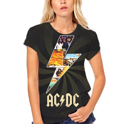 Женская футболка 3D - AC/DC молния - фото