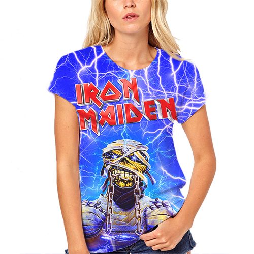 Женская футболка 3D - Iron Maiden мумия с цепью - фото