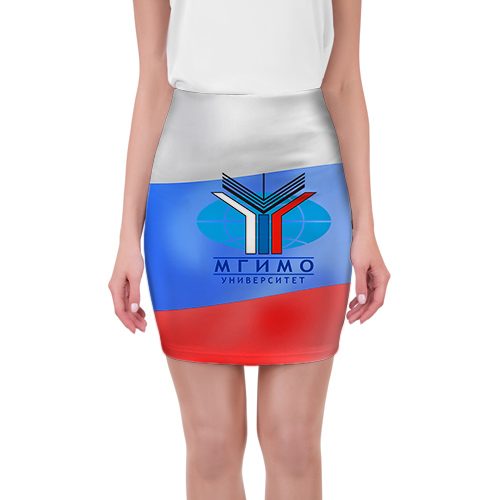Женская мини-юбка 3D - МГИМО Эмблема на триколлоре - фото