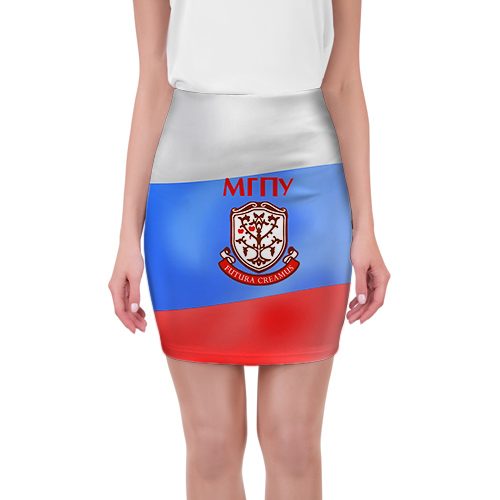 Женская мини-юбка 3D - МГПУ Москва Лого - фото