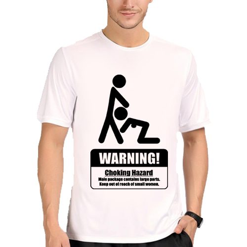 Мужская футболка Warning, chocking hazard...(пара занимается сексом) - фото