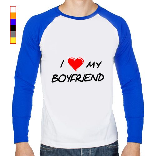 Мужской лонгслив реглан - Женская майка - I love my boyfriend - фото