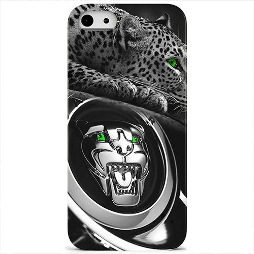 Чехол на телефон iphone 5-5s Ягуар черно-белый - фото