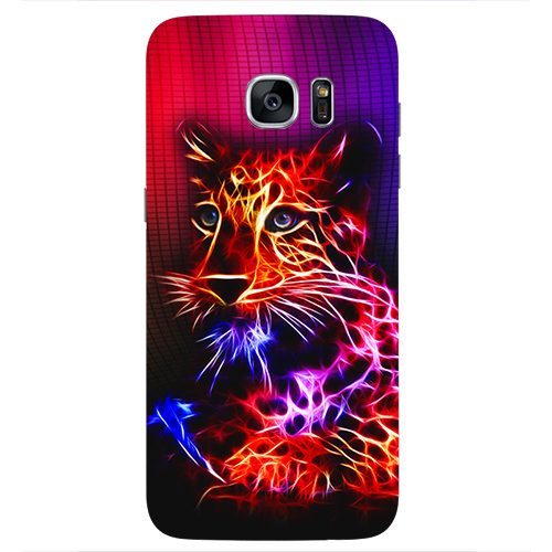 Чехол на телефон samsung galaxy s7 Неоновый котик - фото