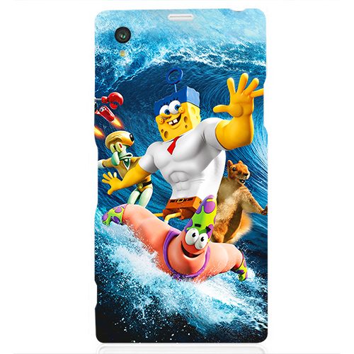 Чехол на телефон sony xperia z1 Губка Боб на волнах - фото