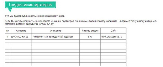 скидки партнеров