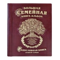 Большая семейная книга-альбом (бордовая кожа) - фото