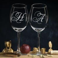 Комплект персональных бокалов для вина Инициалы - фото