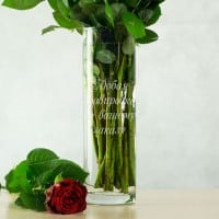 Именная ваза для цветов со своей надписью - фото