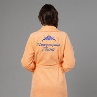 Женский халат с вышивкой Императрица (персик) - фото