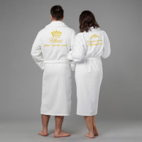 Комплект халатов с именной вышивкой Царь и Императрица(белые) - фото
