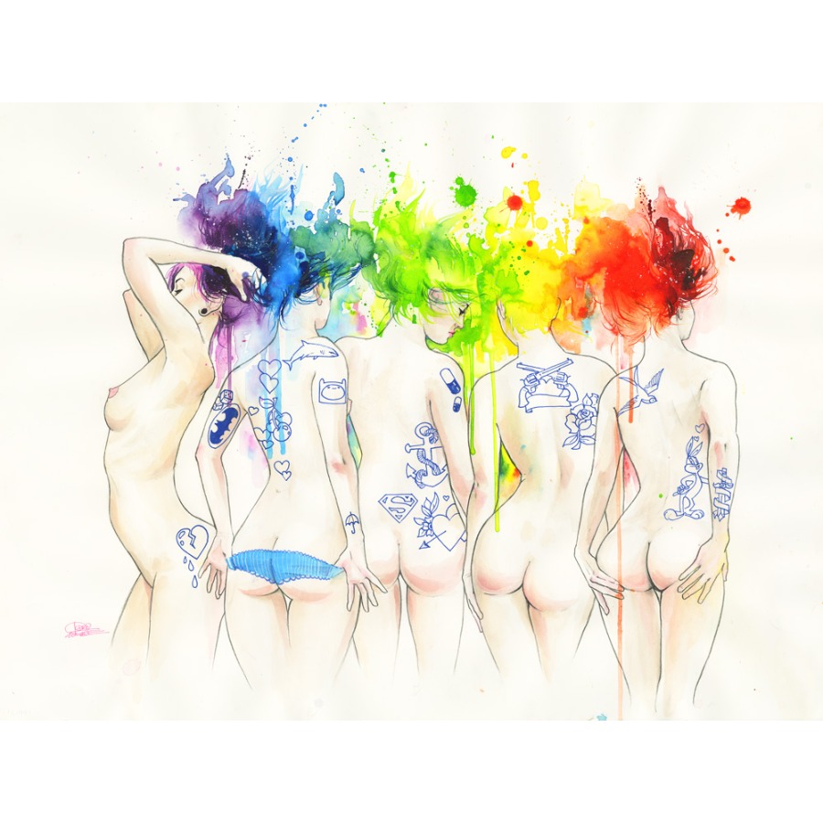 подарок, Художественный, принт, Rainbow, Hair, by, Lora, Zombie, А2, Lora, Zombie...