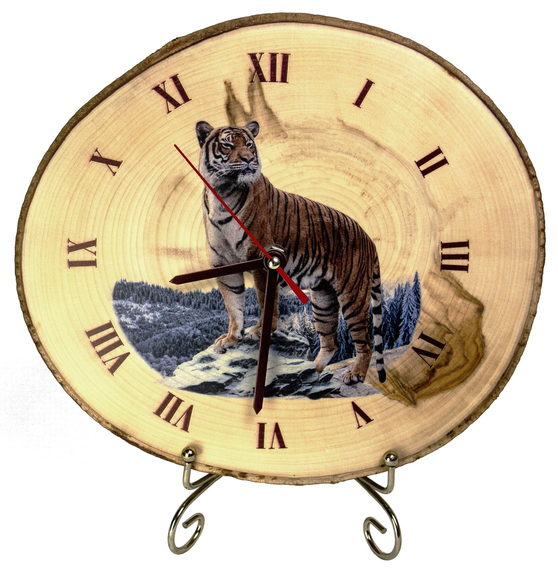 Часы на спиле дерева "Тигр" 22*22*3 см - фото