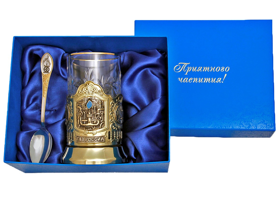 Набор для чая "Газ России" в картонном футляре - фото