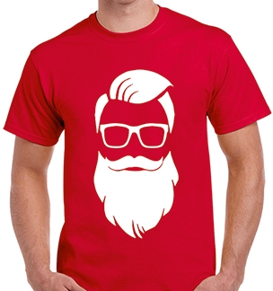 Новогодняя футболка Дед Мороз хипстер - фото