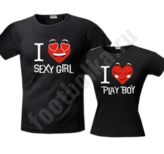 Футболки парные I love Sexy girl / Play boy - фото