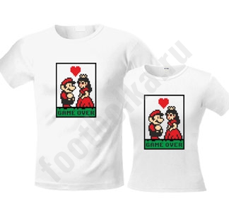 Свадебные футболки Game over Марио - фото