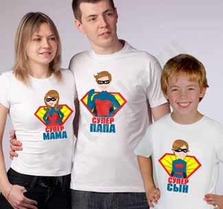 Футболки для семьи Супер-семейка с сыном супермен - фото