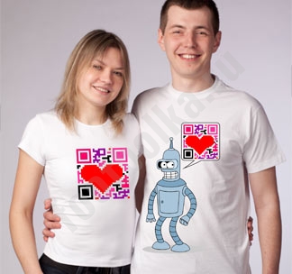 Парные футболки для влюбленных Бендер - фото