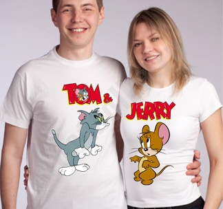 Футболки для влюбленных Tom and Jerry - фото