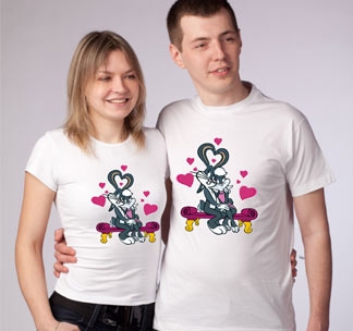 Парные футболки Bunny love - фото