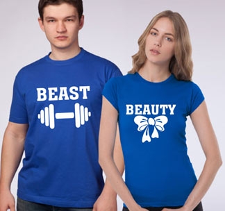 Парные футболки Beast and Beauty - фото