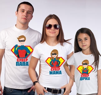 Футболки для семьи Супер-семейка с дочкой супермен - фото