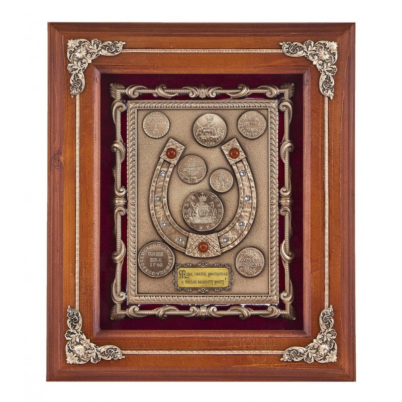 Ключница Подкова с монетами (11 крючков) арт.КЛД-508орех - фото