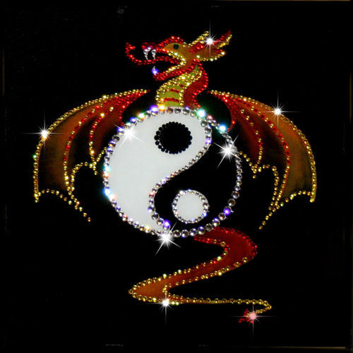 Картина с кристаллами Swarovski "Дракон иньянь" 7128637