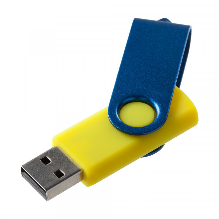 Флешка Twist Color, желтая с синим, 16 Гб - фото