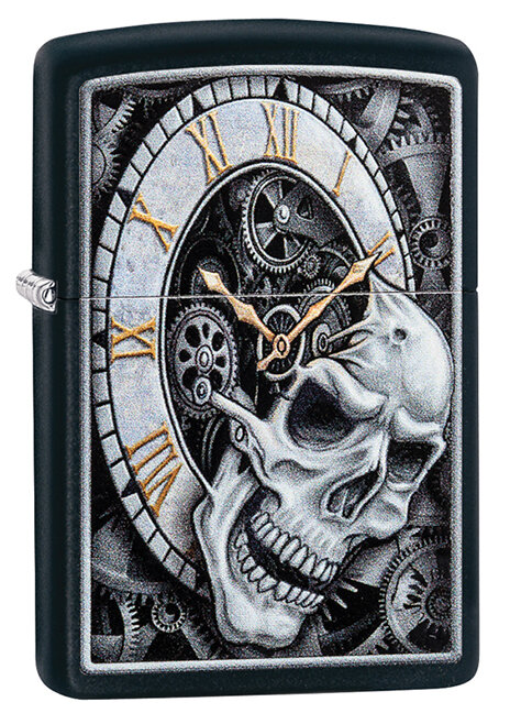 Зажигалка Zippo 29854 Skull Clock Black Matte - фото