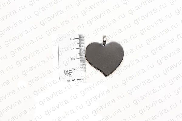 Серебряное сердце кулон 37 х 37 мм с гравировкой - фото
