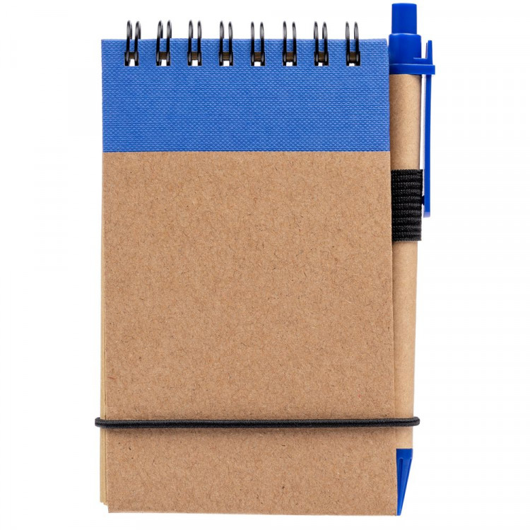 Блокнот на кольцах Eco Note с ручкой, синий - фото