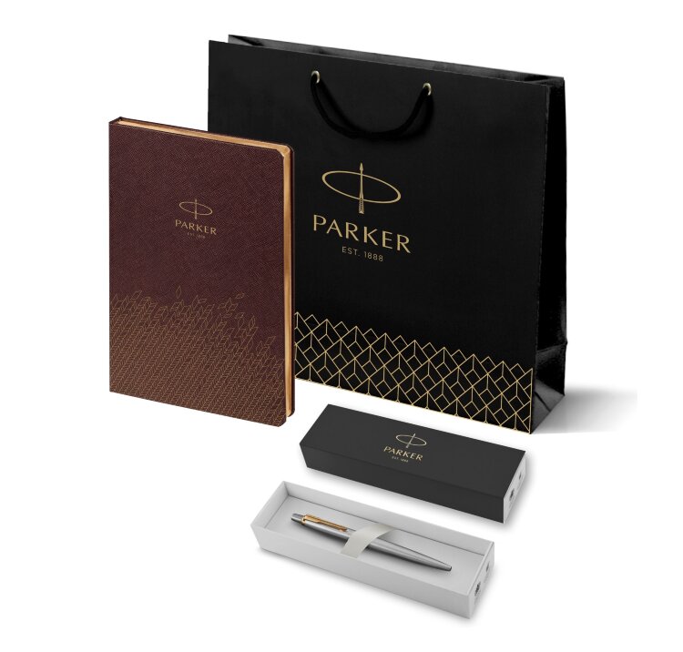 Подарочный набор Parker: Шариковая Ручка Parker Jotter Essential, St Steel GT и Ежедневник 1951110_5593182 - фото