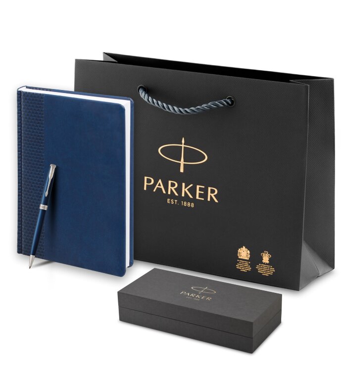 Подарочный набор Parker: Шариковая Ручка Sonnet Blue Lacquer CT и Ежедневник 1932645_401536 - фото