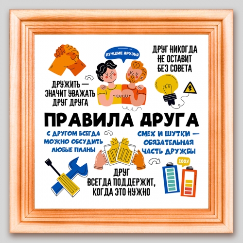Мини-постер в рамке Правила друга - фото